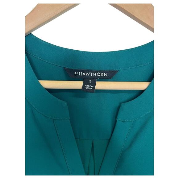 41 Hawthorn Dress Womens Small Green V Neck Flutter Sleeve Cinch Waist Lined - Picture 3 of 13